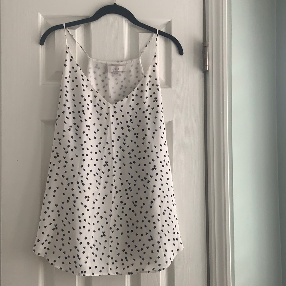 LOFT ⭐️ Black Stars on White Camisole L